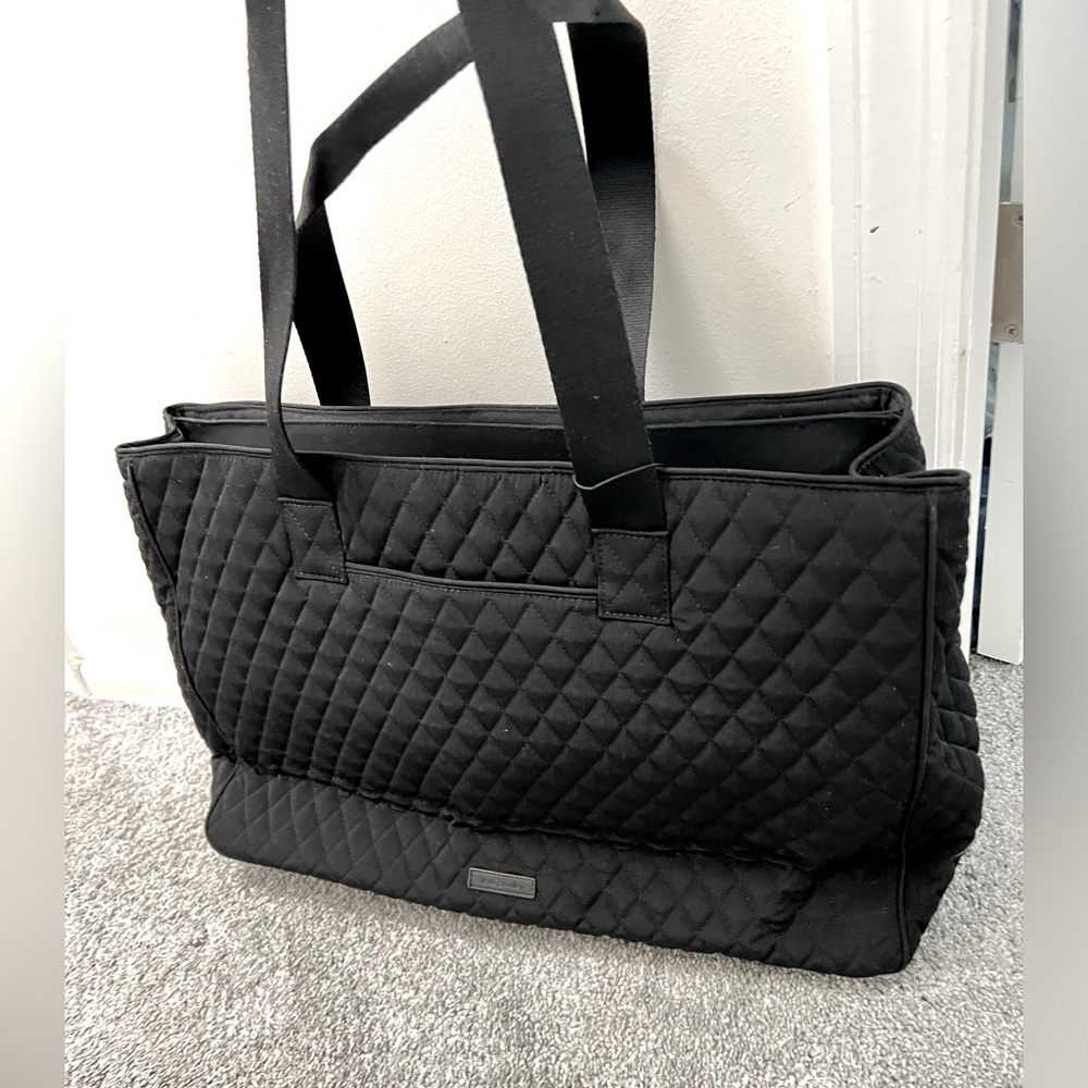 Black Quilted Vera Bradley Dual Compartment Travel Bag